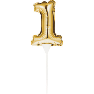 1 Gold Number Balloon Cake Topper by Creative Converting