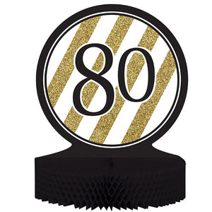 Black And Gold 80th Birthday Centerpiece by Creative Converting
