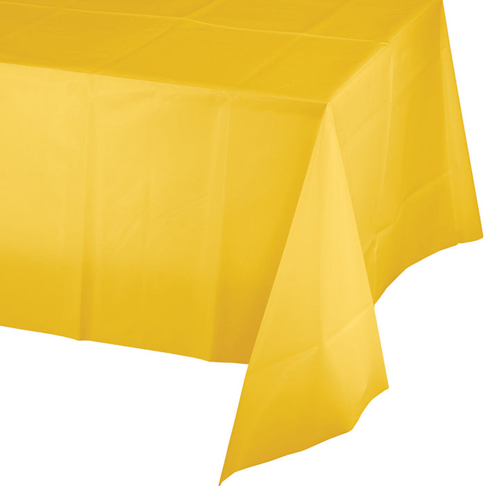 Bulk 12ct School Bus Yellow Value Friendly Plastic Table Cover 
