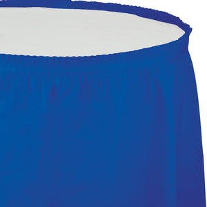 Bulk 6ct Cobalt Blue Plastic Tableskirt 29 inch x 14 ft 