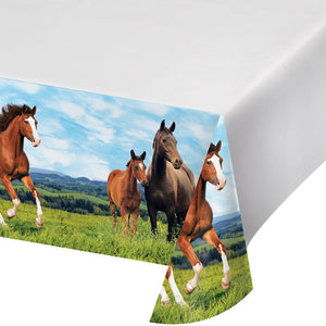 Horse And Pony Plastic Tablecover Border Print, 54" X 102" by Creative Converting