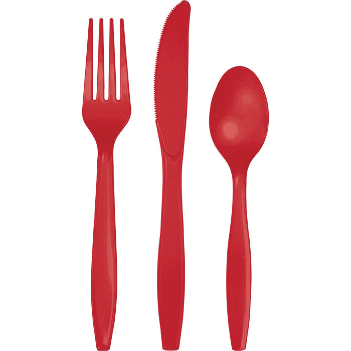 Bulk 288ct Classic Red Assorted Plastic Cutlery 