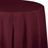 Bulk 12ct Burgundy Round Plastic 82 inch Table Covers 