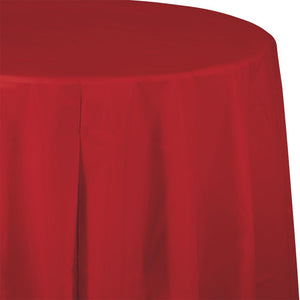 Bulk 12ct Classic Red Round Plastic 82 inch Table Covers 