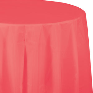 Bulk 12ct Coral Round Plastic Table Covers 
