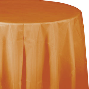 Bulk 12ct Pumpkin Spice Orange Round Plastic 82 inch Table Covers 