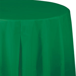 Bulk 12ct Emerald Green Round Plastic 82 inch Table Covers 
