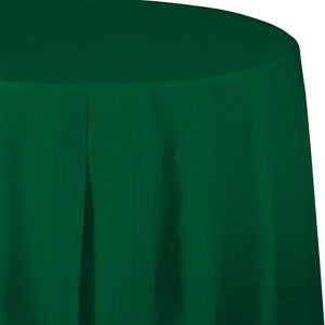 Bulk 12ct Hunter Green Round Plastic 82 inch Table Covers 