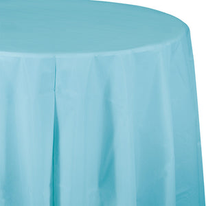Bulk 12ct Pastel Blue Round Plastic 82 inch Table Covers 