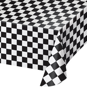 12ct Bulk Black Check Plastic Table Covers