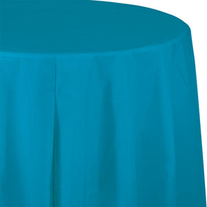 Bulk 12ct Turquoise Round Plastic 82 inch Table Covers 