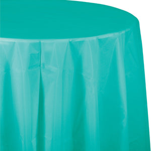 Teal Lagoon Tablecover, Octy Round 82" Plastic by Creative Converting