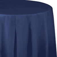 Bulk 12ct Navy Round Plastic 82 inch Table Covers 