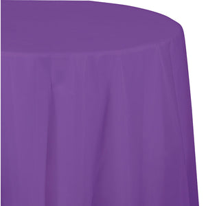 Bulk 12ct Amethyst Purple Round 82 inch Plastic Table Covers 