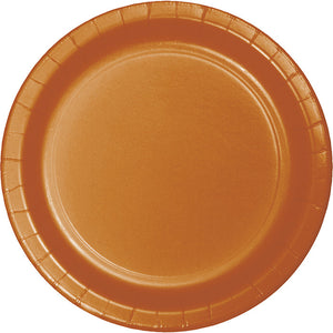 Bulk 240ct Pumpkin Spice Orange Sturdy Style Paper Banquet Plates 10.25 inch 