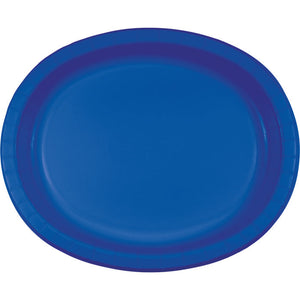Bulk 96ct Cobalt Blue Sturdy Style Oval Plates 