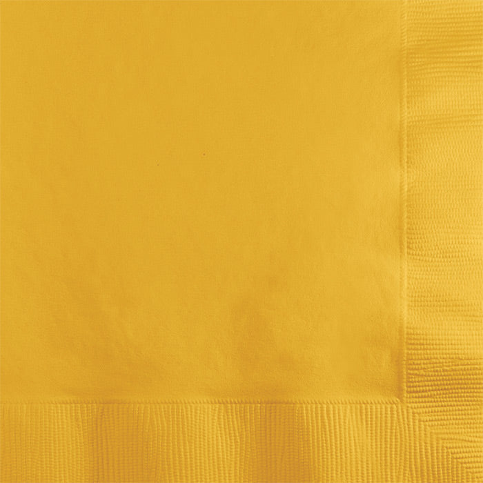 Bulk 600ct School Bus Yellow 2 ply Beverage Napkins 