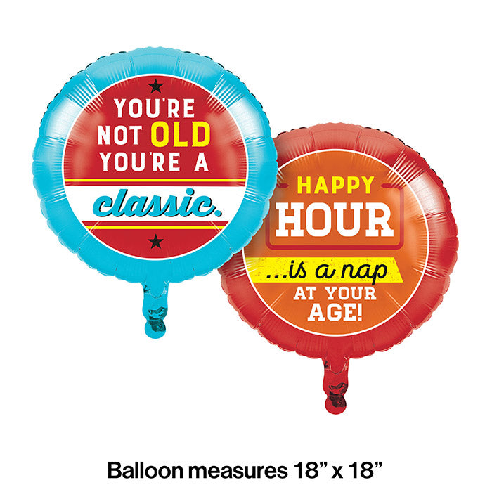 10ct Bulk Old Age Humor Classic Mylar Balloons