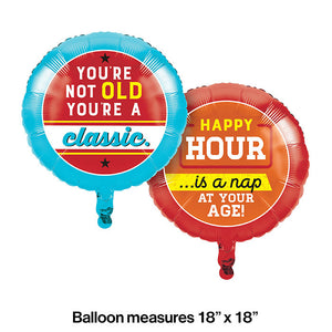 Age Humor Metallic Balloon 18", Classic Party Decoration