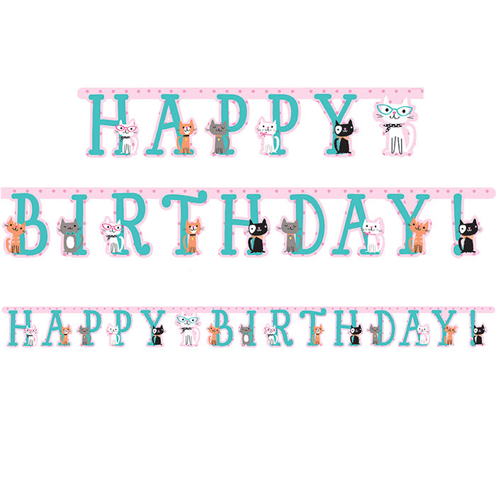 12ct Bulk Purr-fect Cat Party Happy Birthday Banners