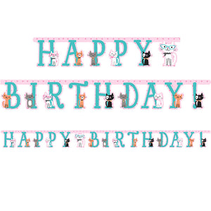 12ct Bulk Purr-fect Cat Party Happy Birthday Banners