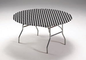 12ct Bulk Black Check Stay Put Round Table Covers
