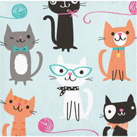 192ct Bulk Purr-fect Cat Party Beverage Napkins
