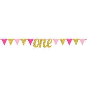 1st Birthday Girl Pennant Banner by Creative Converting