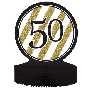Black And Gold 50th Birthday Centerpiece by Creative Converting