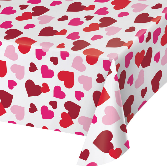 12ct Bulk Valentine's Day Hearts Plastic Table Covers