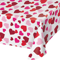 12ct Bulk Valentine's Day Hearts Plastic Table Covers