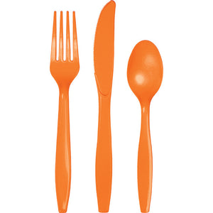 Bulk 288ct Sunkissed Orange Assorted Plastic Cutlery 