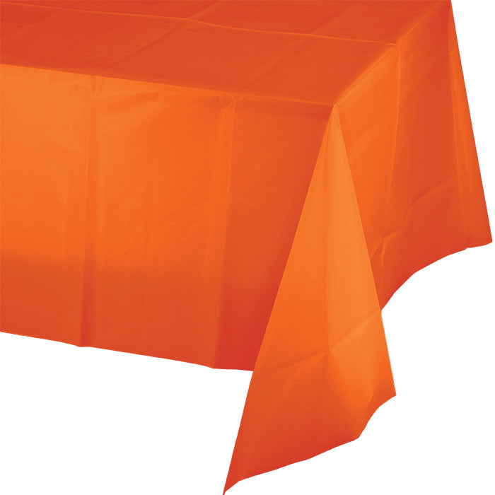 Bulk 12ct Sunkissed Orange Plastic Table Covers 54 inch x 108 inch 