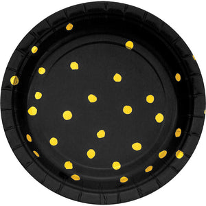 Black And Gold Foil Dot Dessert Plates, 8 ct by Creative Converting