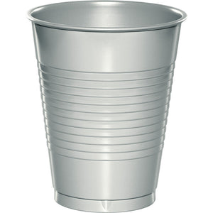 Bulk 240ct Shimmering Silver 16 oz Plastic Cups 