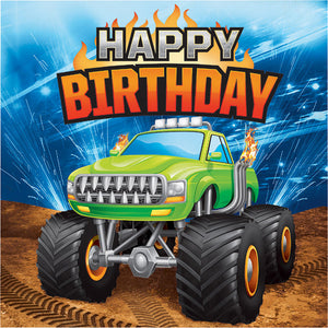 192ct Bulk Monster Truck Happy Birthday Luncheon Napkins