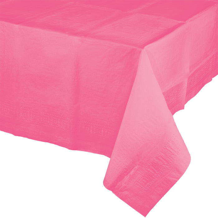 Bulk 6ct Candy Pink Paper Table Covers 54 inch x 108 inch 