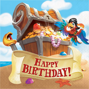 192ct Bulk Treasure Island Pirate Happy Birthday Luncheon Napkins