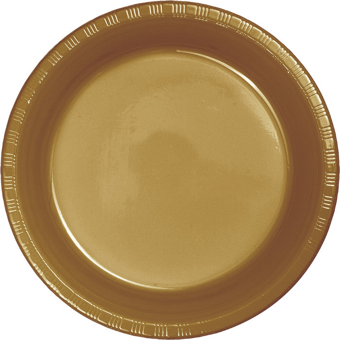 Bulk 240ct Glittering Gold 6.75 inch Plastic Dessert Plates 