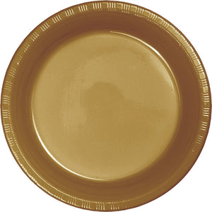 Bulk 240ct Glittering Gold 6.75 inch Plastic Dessert Plates 