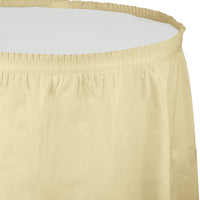 Bulk 6ct Ivory Plastic Tableskirt 29 inch x 14 ft 