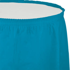 Bulk 6ct Turquoise Plastic Tableskirt 29 inch x 14 ft 
