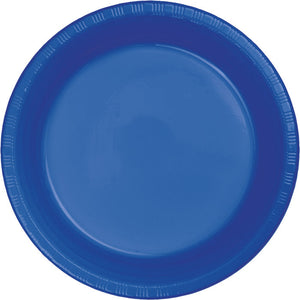 Bulk 240ct Cobalt Blue Plastic Banquet Plates 10.25 inch 