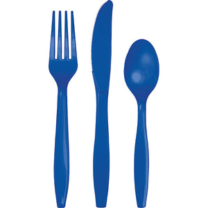 Bulk 216ct Cobalt Blue Value Friendly Assorted Plastic Cutlery 