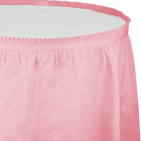 Bulk 6ct Classic Pink Plastic Tableskirt 29 inch x 14 ft 