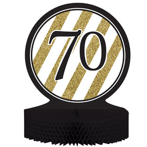 Black And Gold 70th Birthday Centerpiece by Creative Converting