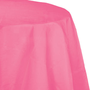 Bulk 12ct Candy Pink Round Paper Table Covers 82 inch 82 inch 