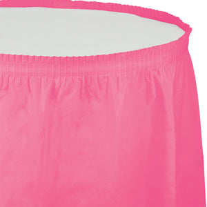 Bulk 6ct Candy Pink Plastic Tableskirt 29 inch x 14 ft 
