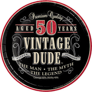 96ct Bulk Vintage Dude Dessert Plate "50"