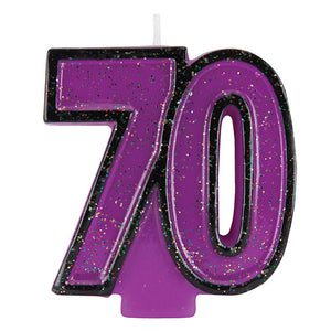 70th Birthday Glitter Candle by Creative Converting